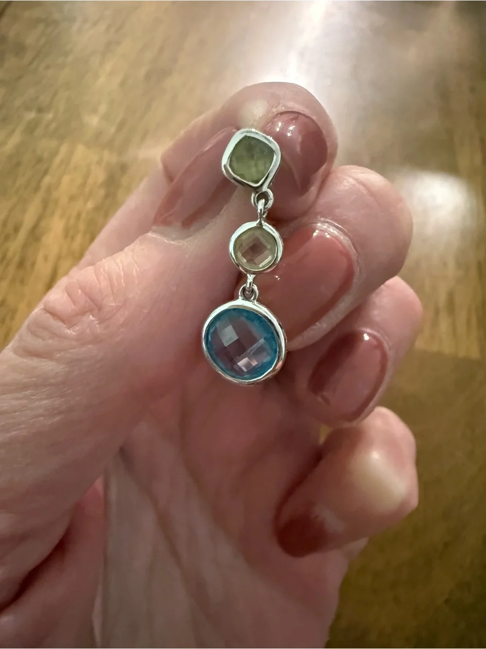 Effy 14k bezel set gemstones. Peridot, citrine and blue topaz. - Picture 2 of 2